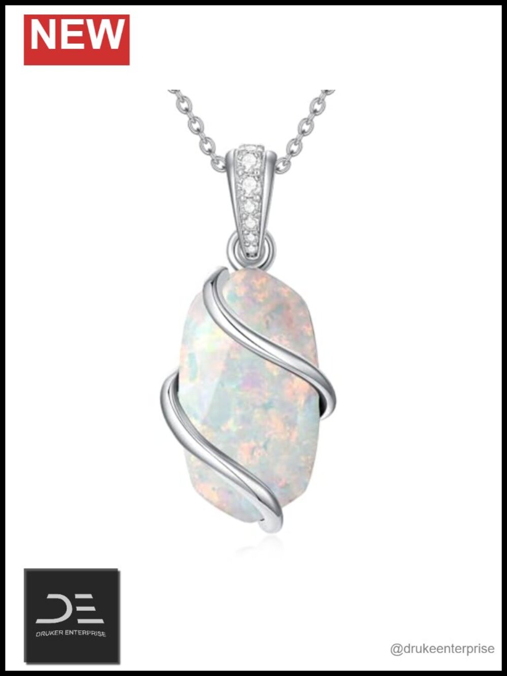 Sterling Silver Opal Pendant Necklace Dainty Gemstone Jewelry 18" Chain